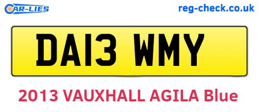 DA13WMY are the vehicle registration plates.