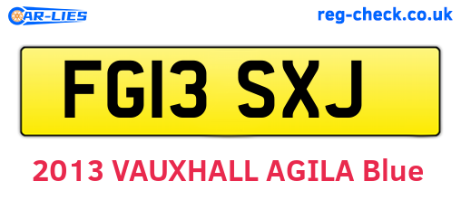 FG13SXJ are the vehicle registration plates.