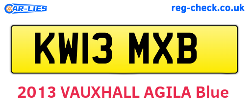 KW13MXB are the vehicle registration plates.