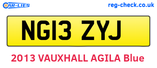 NG13ZYJ are the vehicle registration plates.