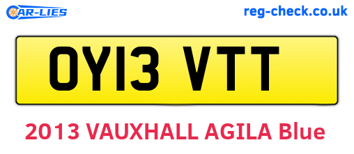 OY13VTT are the vehicle registration plates.