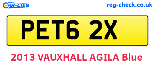 PET62X are the vehicle registration plates.
