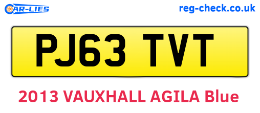 PJ63TVT are the vehicle registration plates.