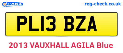 PL13BZA are the vehicle registration plates.