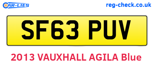 SF63PUV are the vehicle registration plates.