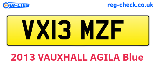 VX13MZF are the vehicle registration plates.