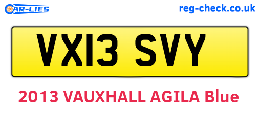 VX13SVY are the vehicle registration plates.