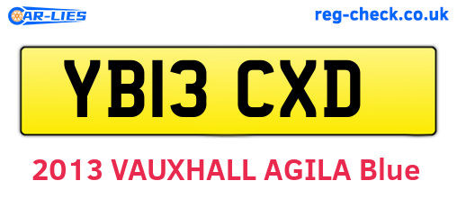 YB13CXD are the vehicle registration plates.