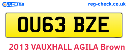 OU63BZE are the vehicle registration plates.