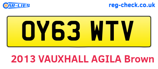 OY63WTV are the vehicle registration plates.