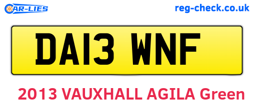 DA13WNF are the vehicle registration plates.