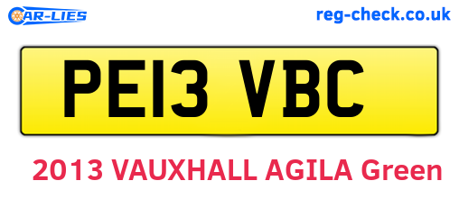 PE13VBC are the vehicle registration plates.