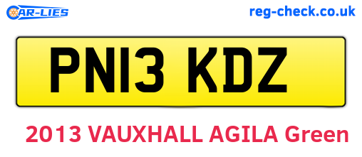 PN13KDZ are the vehicle registration plates.