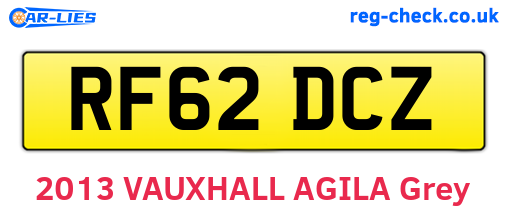 RF62DCZ are the vehicle registration plates.