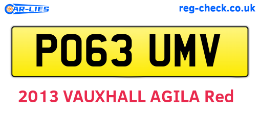 PO63UMV are the vehicle registration plates.