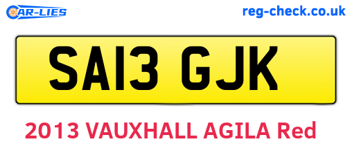 SA13GJK are the vehicle registration plates.