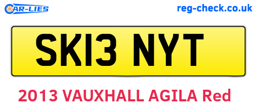 SK13NYT are the vehicle registration plates.