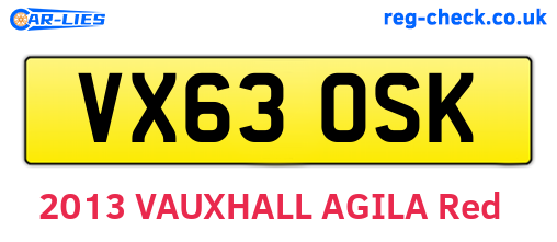 VX63OSK are the vehicle registration plates.