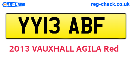 YY13ABF are the vehicle registration plates.