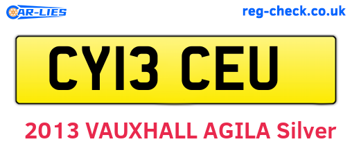 CY13CEU are the vehicle registration plates.