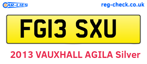 FG13SXU are the vehicle registration plates.