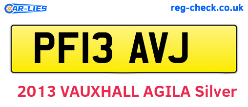 PF13AVJ are the vehicle registration plates.