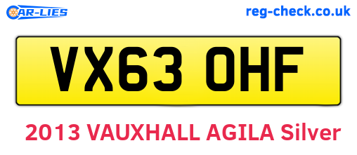 VX63OHF are the vehicle registration plates.
