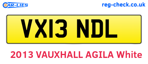 VX13NDL are the vehicle registration plates.