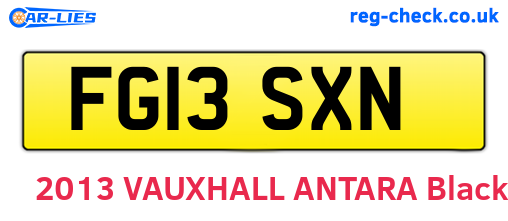 FG13SXN are the vehicle registration plates.
