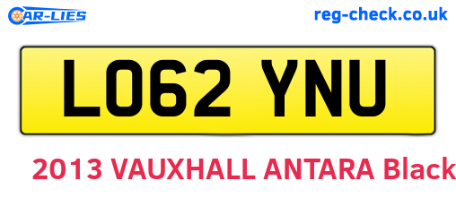 LO62YNU are the vehicle registration plates.