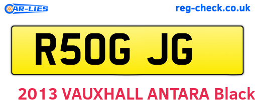 R50GJG are the vehicle registration plates.