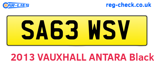 SA63WSV are the vehicle registration plates.