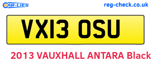 VX13OSU are the vehicle registration plates.