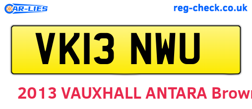 VK13NWU are the vehicle registration plates.