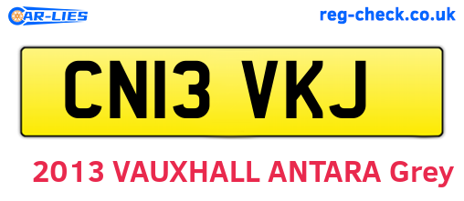 CN13VKJ are the vehicle registration plates.