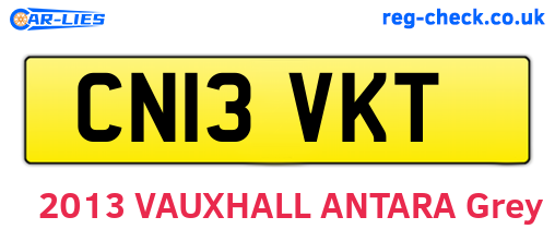 CN13VKT are the vehicle registration plates.