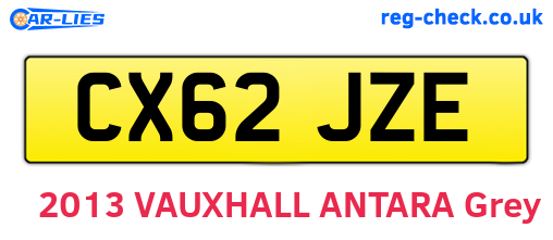 CX62JZE are the vehicle registration plates.