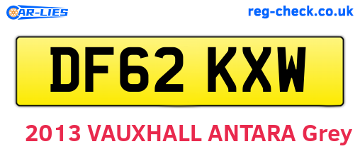 DF62KXW are the vehicle registration plates.