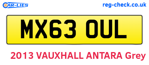MX63OUL are the vehicle registration plates.