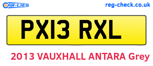 PX13RXL are the vehicle registration plates.