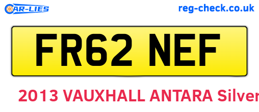 FR62NEF are the vehicle registration plates.