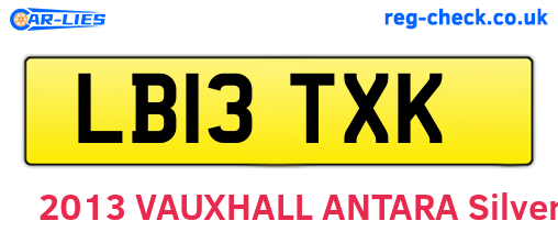 LB13TXK are the vehicle registration plates.