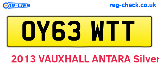 OY63WTT are the vehicle registration plates.