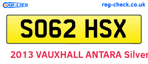 SO62HSX are the vehicle registration plates.