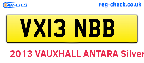 VX13NBB are the vehicle registration plates.