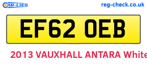 EF62OEB are the vehicle registration plates.