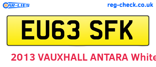 EU63SFK are the vehicle registration plates.