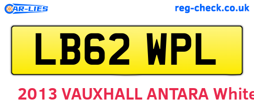 LB62WPL are the vehicle registration plates.