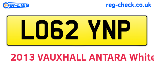 LO62YNP are the vehicle registration plates.