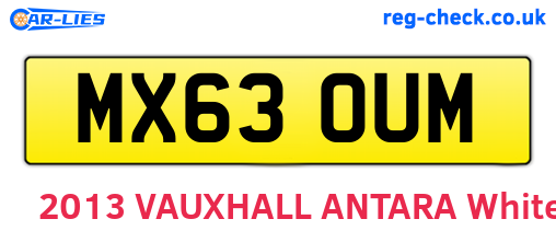 MX63OUM are the vehicle registration plates.